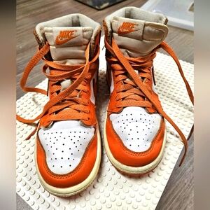 Youth Nike Air Force High-Top Sneakers in Orange and White